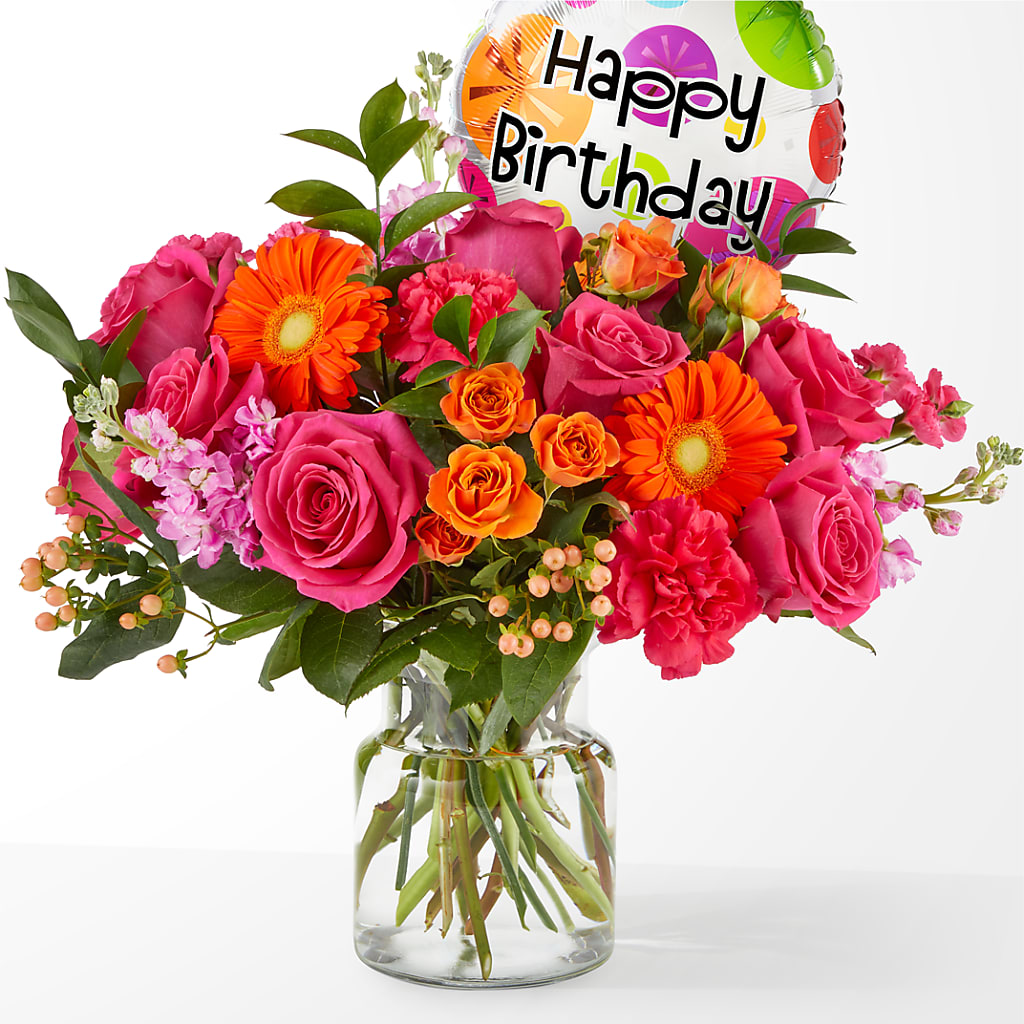 Fiesta Bouquet with Birthday Balloon – Green Room Flowers Llc, Tucson AZ