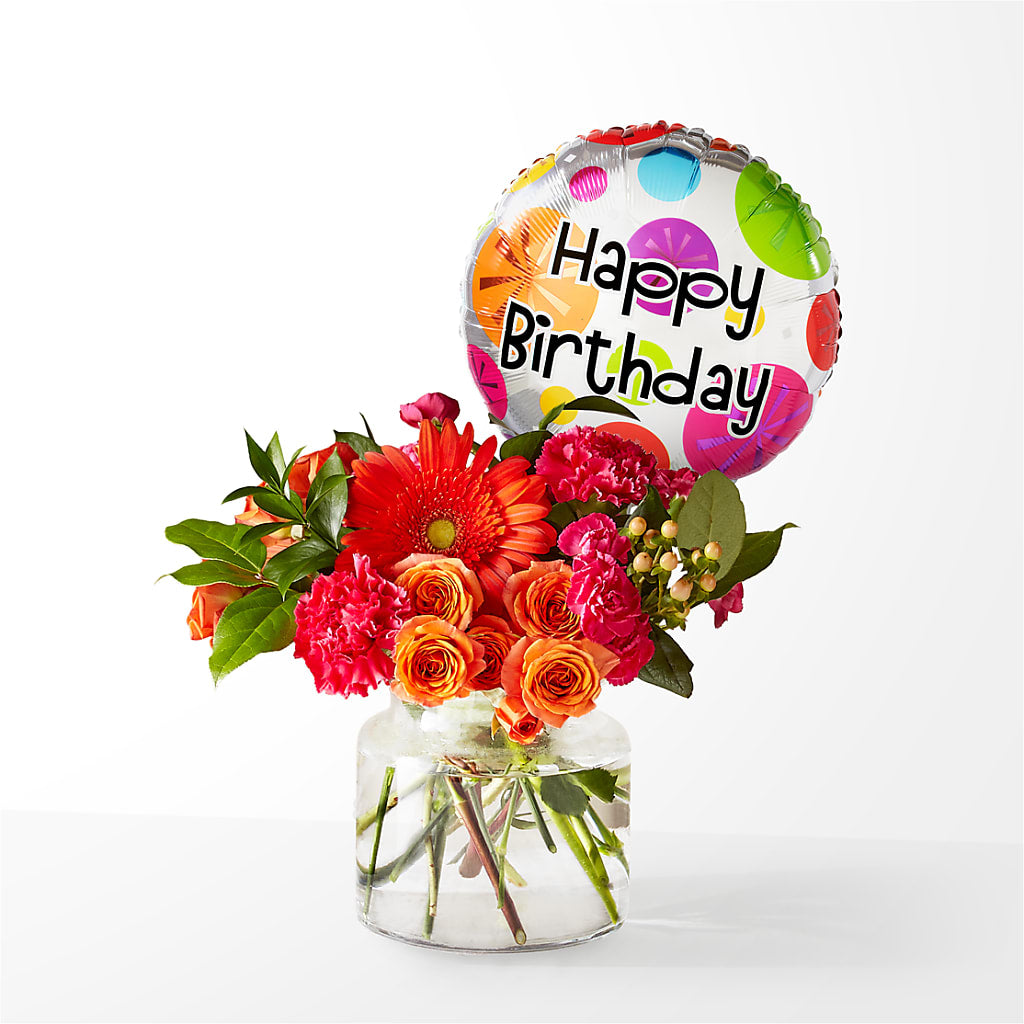 Fiesta Bouquet with Birthday Balloon – Green Room Flowers Llc, Tucson AZ