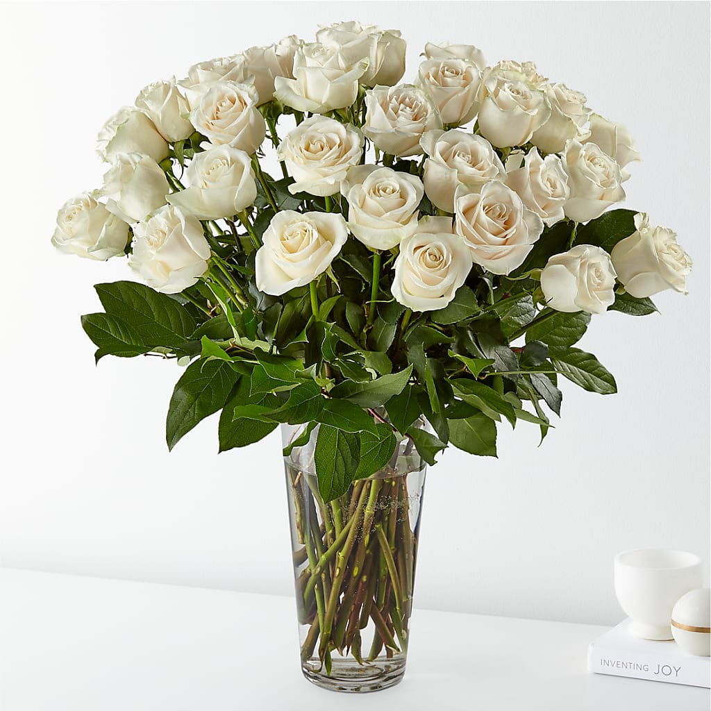 Long Stem White Rose Bouquet – Green Room Flowers Llc, Tucson AZ