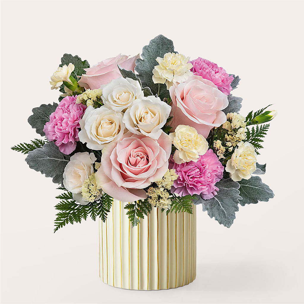 Blissful Moments Bouquet with Ivory Vase – Green Room Flowers Llc, Tucson AZ