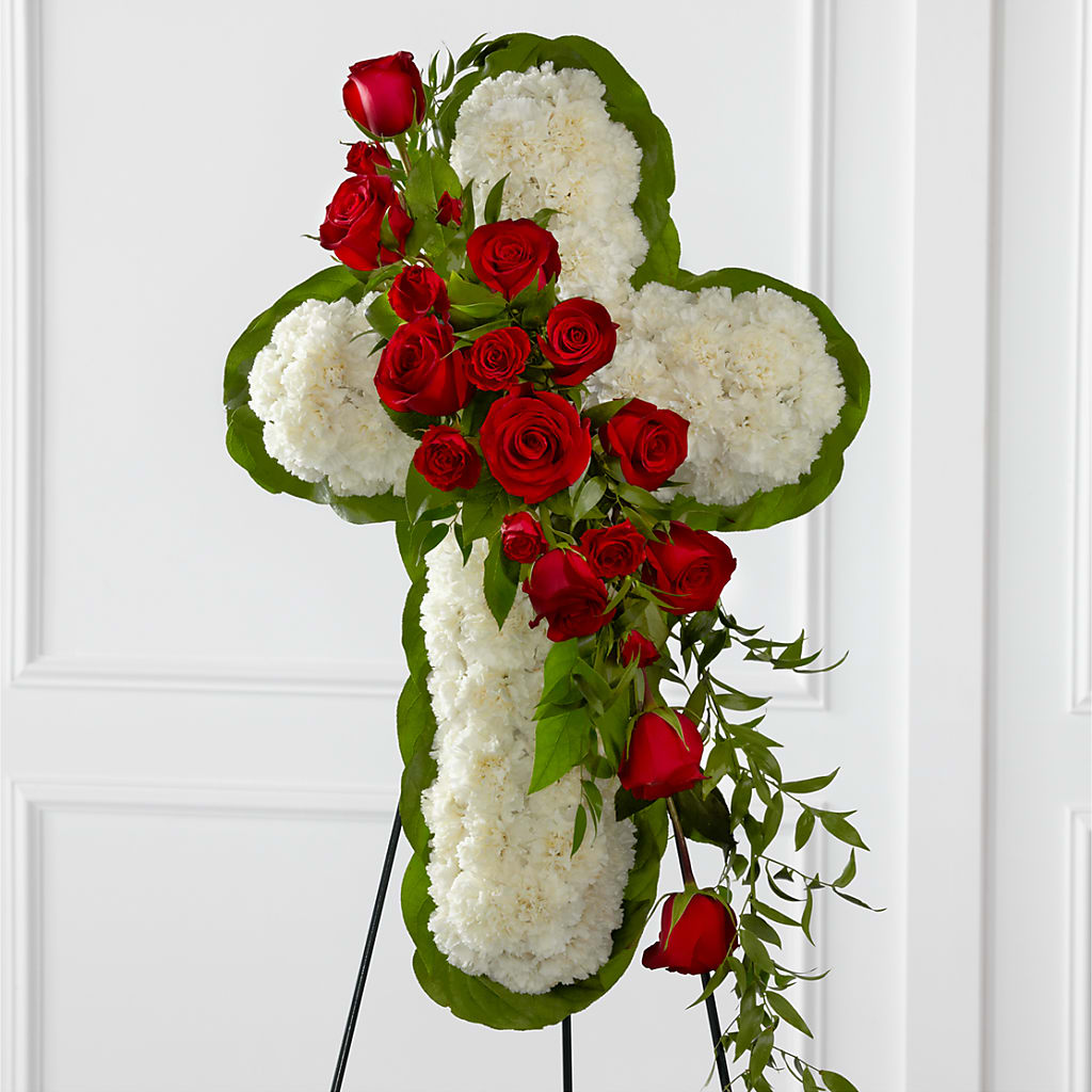 Floral Cross Easel – Green Room Flowers Llc, Tucson AZ