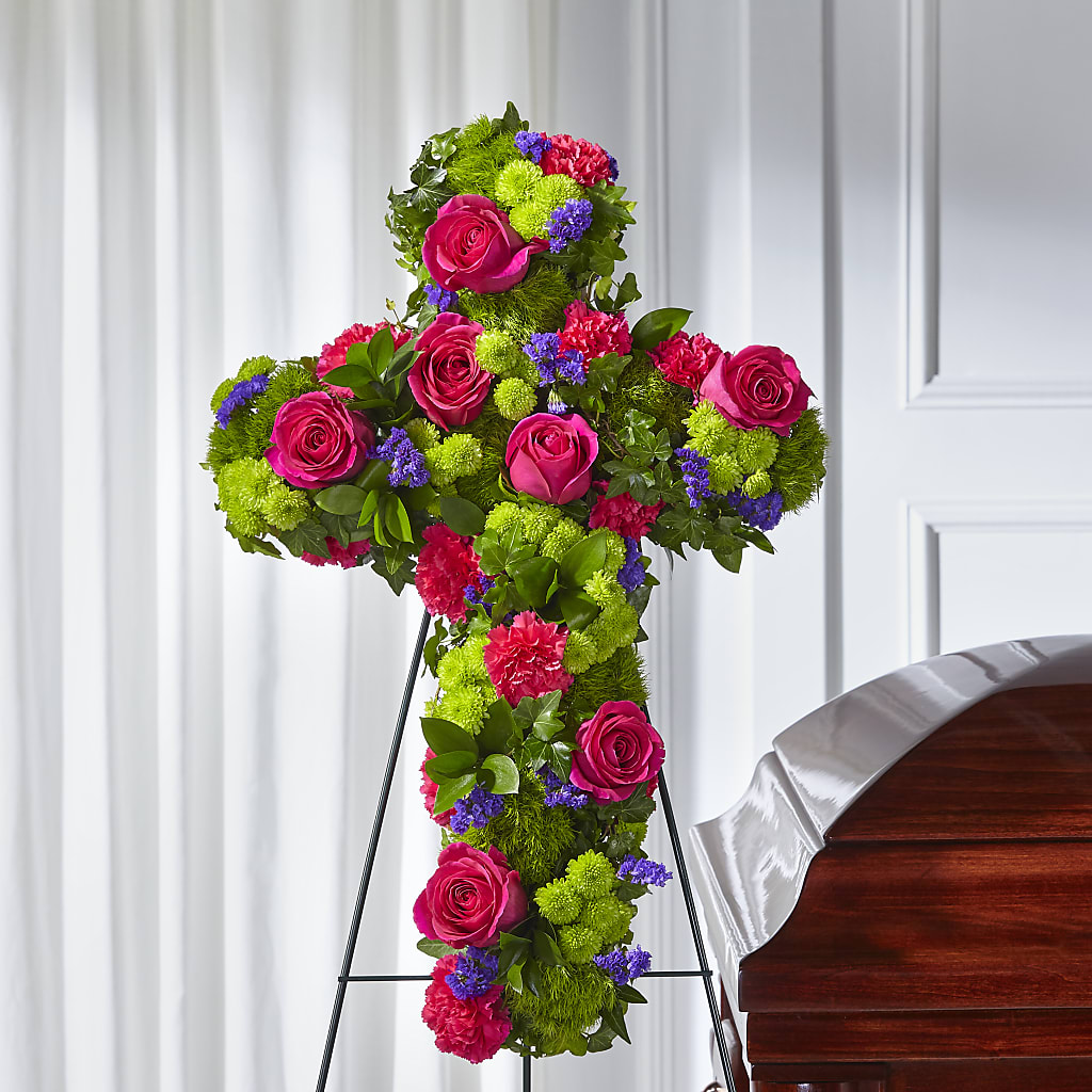 Tribute Rose Floral Cross – Green Room Flowers Llc, Tucson AZ