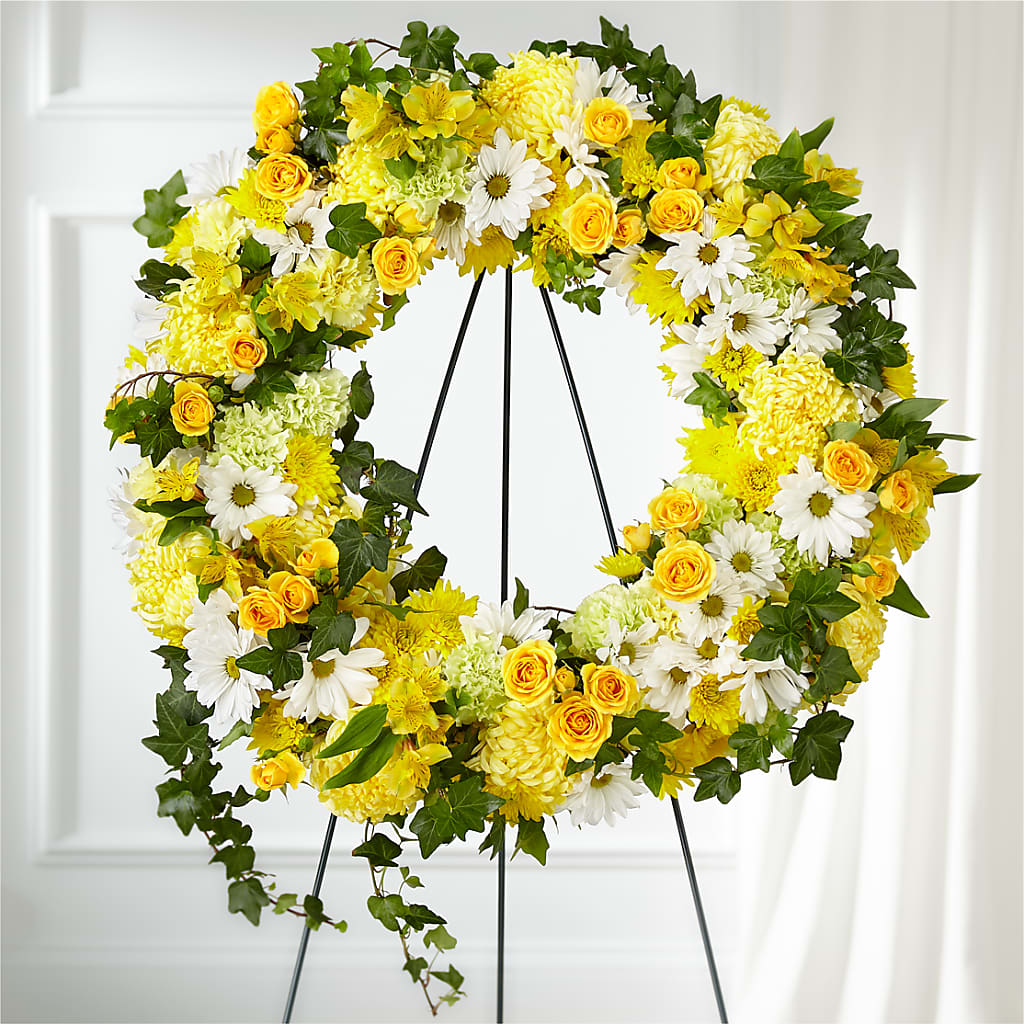 Golden Remembrance Wreath – Green Room Flowers Llc, Tucson AZ