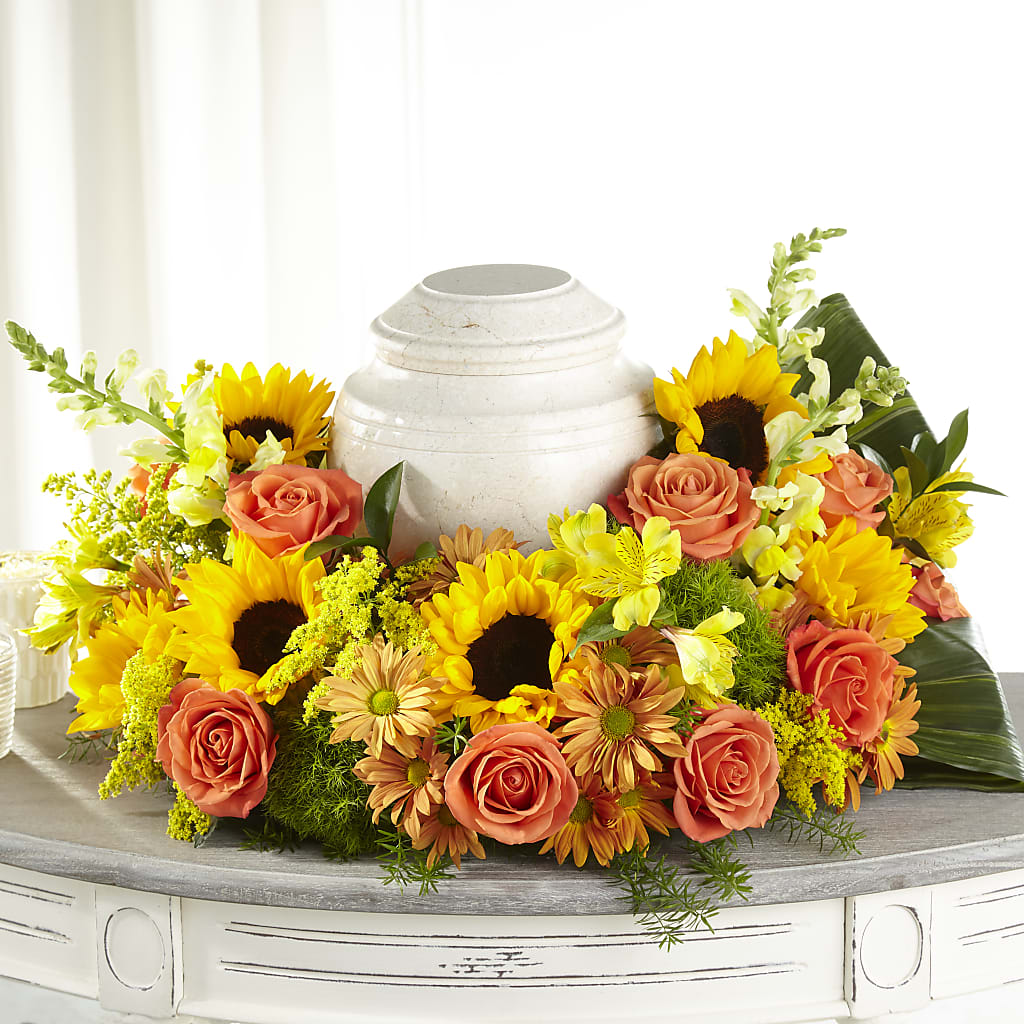 Faithful Sunflower Cremation Adornment – Green Room Flowers Llc, Tucson AZ