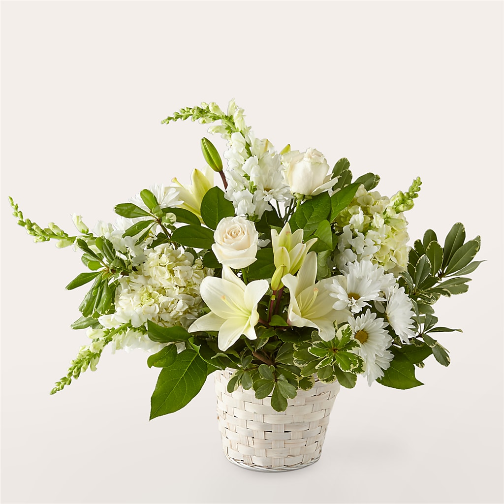 Ivory Elegance Floral Basket – Green Room Flowers Llc, Tucson AZ