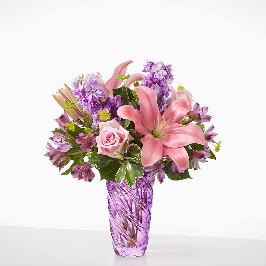 Precious Petals Bouquet with Luxe Swirl Vase – Green Room Flowers Llc, Tucson AZ