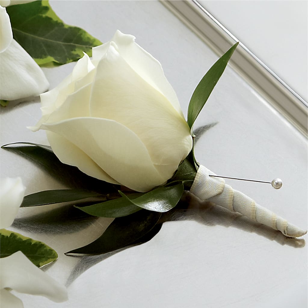 White Rose Boutonniere – Green Room Flowers Llc, Tucson AZ