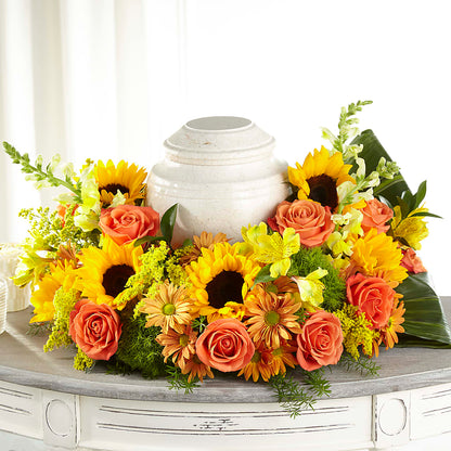 Faithful Sunflower Cremation Adornment –  Green Room Flowers Llc, Tucson AZ