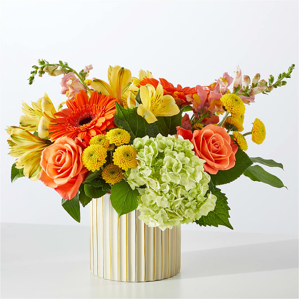 Autumn Sunshine Bouquet with Ivory Vase –  Green Room Flowers Llc, Tucson AZ
