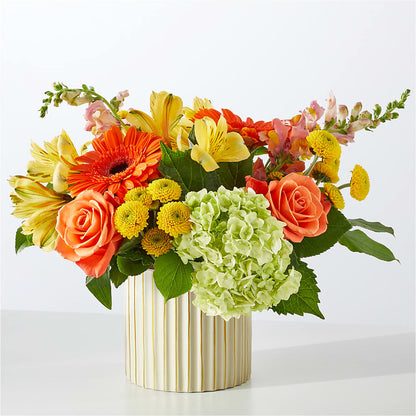 Autumn Sunshine Bouquet with Ivory Vase –  Green Room Flowers Llc, Tucson AZ