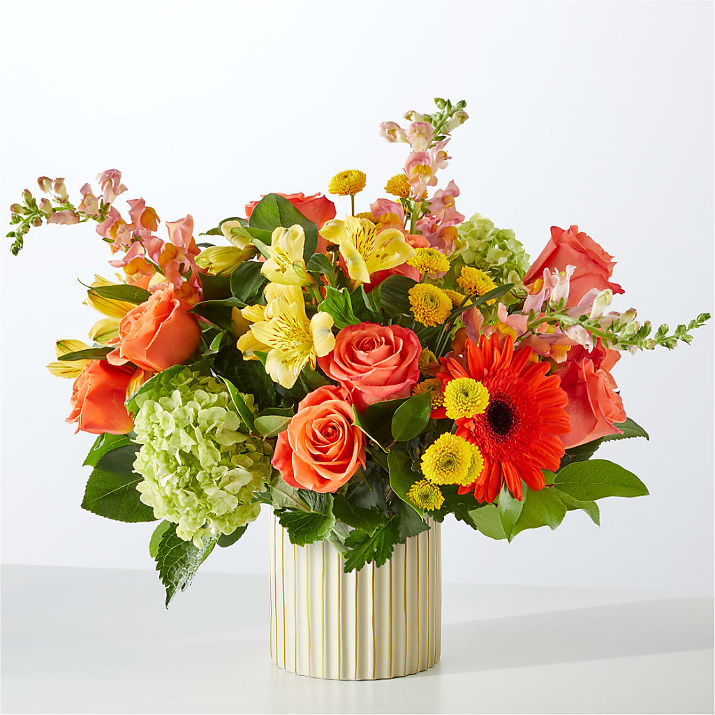 Autumn Sunshine Bouquet with Ivory Vase –  Green Room Flowers Llc, Tucson AZ