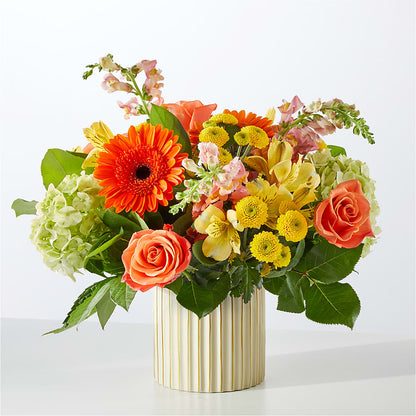 Autumn Sunshine Bouquet with Ivory Vase –  Green Room Flowers Llc, Tucson AZ