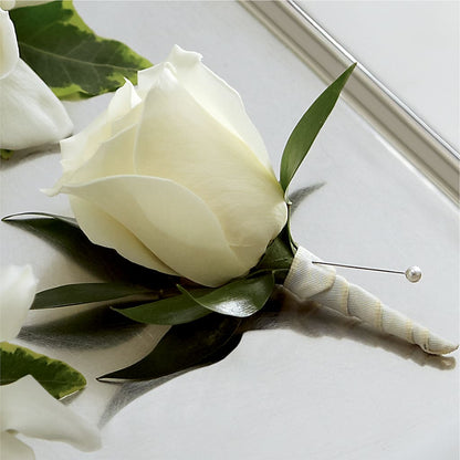 White Rose Boutonniere –  Green Room Flowers Llc, Tucson AZ